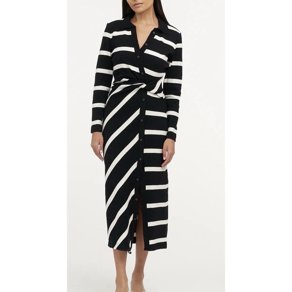 Tanya Taylor Ellicot Striped Midi Dress Quiet Luxury Knit Minimalist Chic M